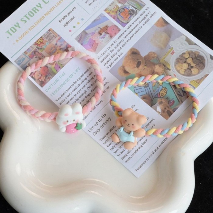 Gelang Karet Rambut Bear Anak Perempuan Motif Unicorn Kado Cewek Tali