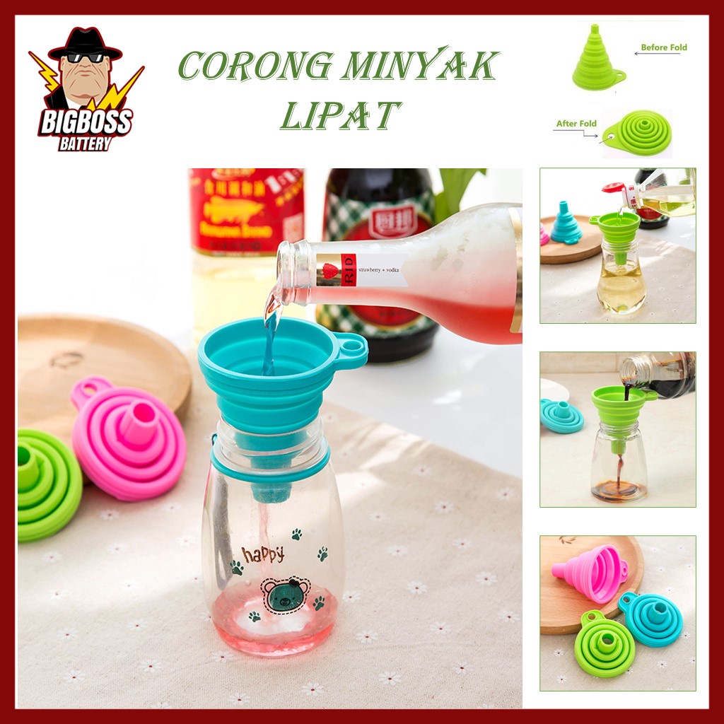 Corong Minyak Lipat Silikon Serbaguna Corong Mini Air Dan Minyak Multifungsi