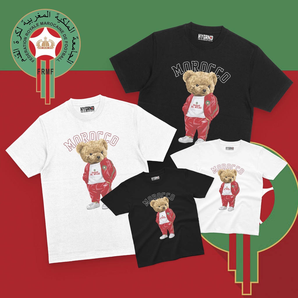 Kaos Piala Dunia "Bear Maroko" - FIFA World Cup Qatar 2022/Timnas Maroko/Ksnapprl X Heyground