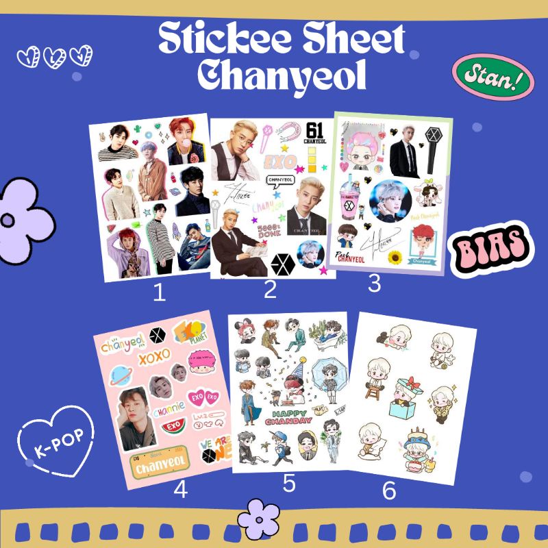 

sticker sheet chanyeol exo member (bisa cod)