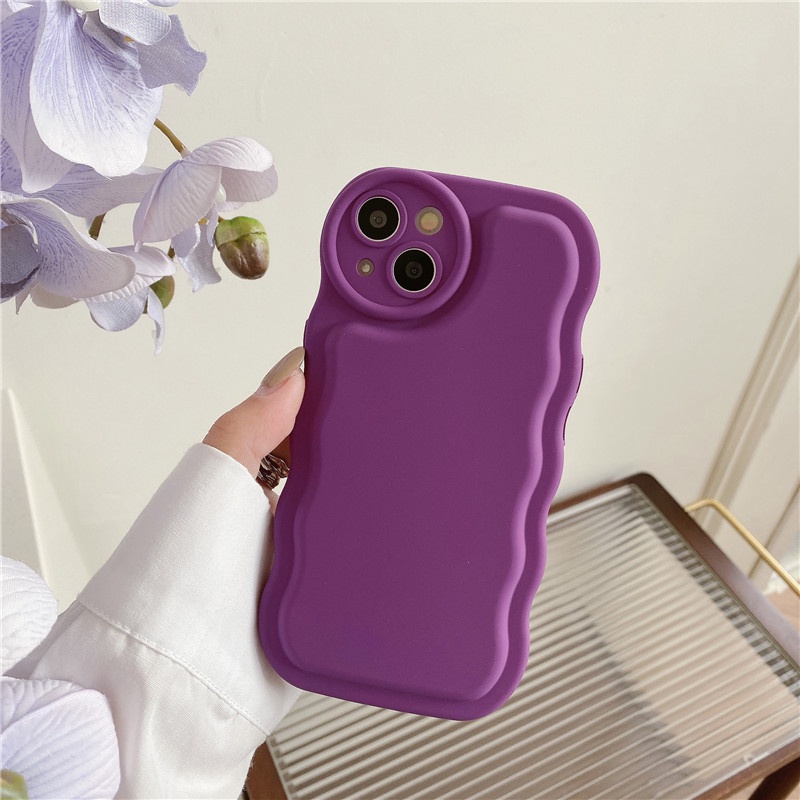 IPHONE Solid 3D Bumper Matte Lembut Silikon Casing Ponsel Untuk Iphone14Plus11 12 13 14 Pro Max XS XR Air Cushion Shockproof Back Cover