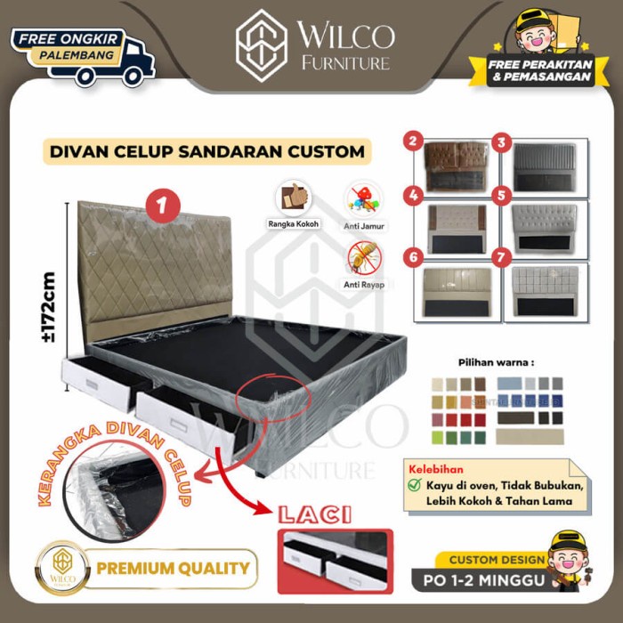 Divan Laci 180x200 Custom Furniture Palembang / Divan Laci + Celup - Divan Aja, 90x200