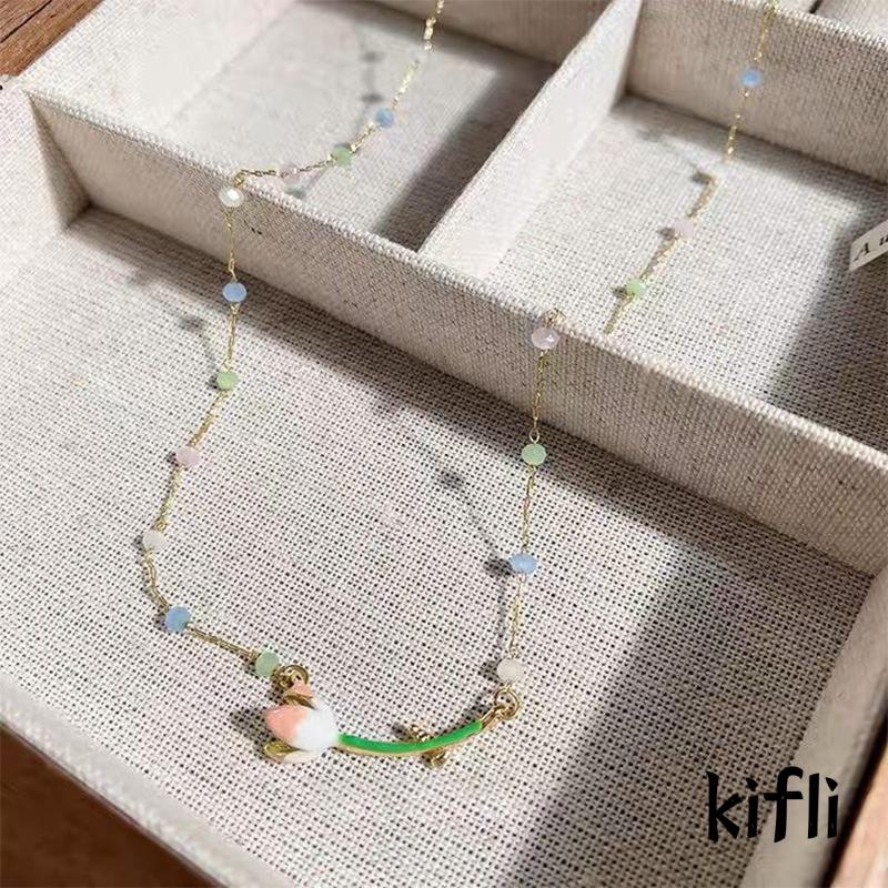 [KD]Kalung Pink Tulip Liontin Kristal Rantai Wanita Gaya Korea