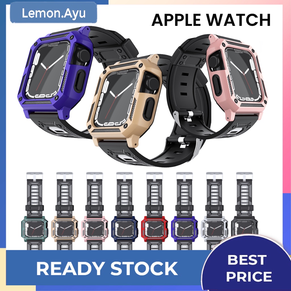 Set Bumper Case + Strap iWatch 49 45 44 42 41 40 38 mm Bahan Silikon Rubber Penampilan LEBIH Sporty