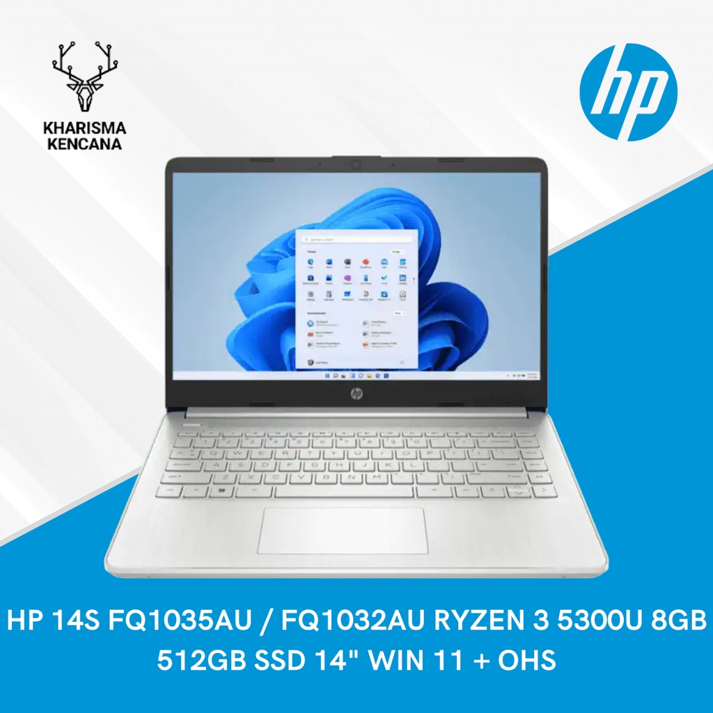 HP 14S FQ1035AU / FQ1032AU RYZEN 3 5300U 8GB 512GB SSD 14" WIN 11 + OHS