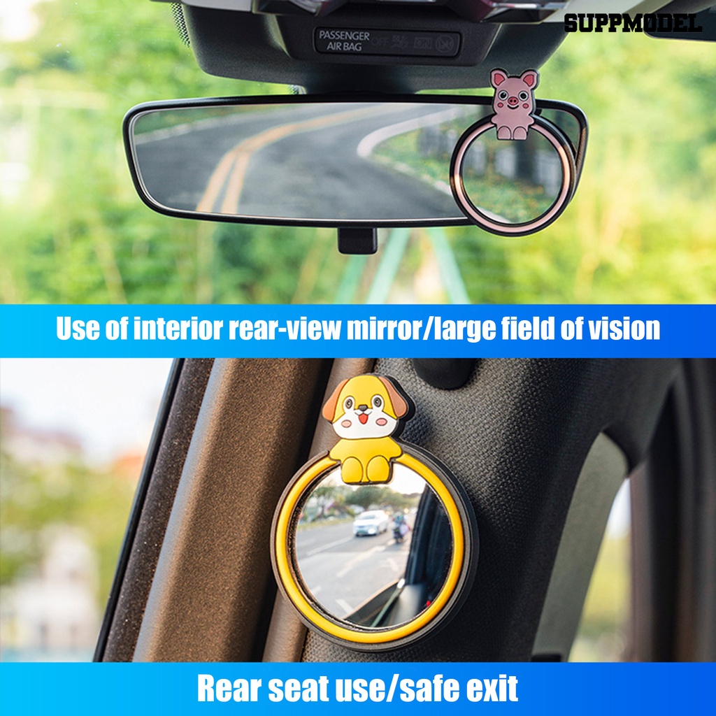 [Dekorasi] 2 Pcs Kaca Spion Tinggi Bening 360derajat Adjustable Kaca Mobil Kecil Bulat Babi Spion Tambahan Aksesoris Mobil