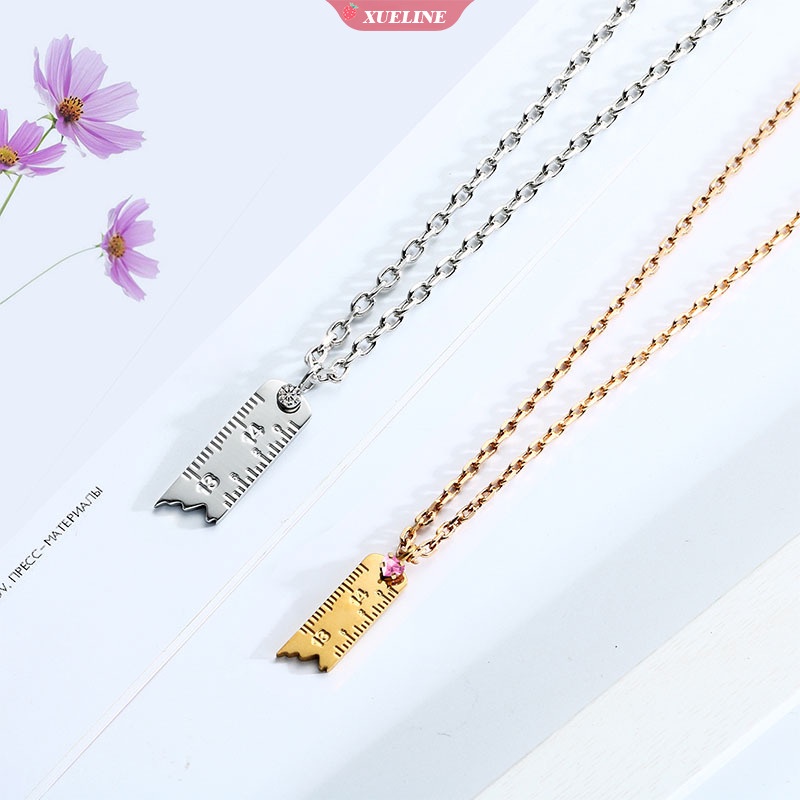 Kalung Penggaris Pria Dan Wanita titanium Anti Karat Liontin Perhiasan Kalung Cowok Cewek Remaja [ZXL]