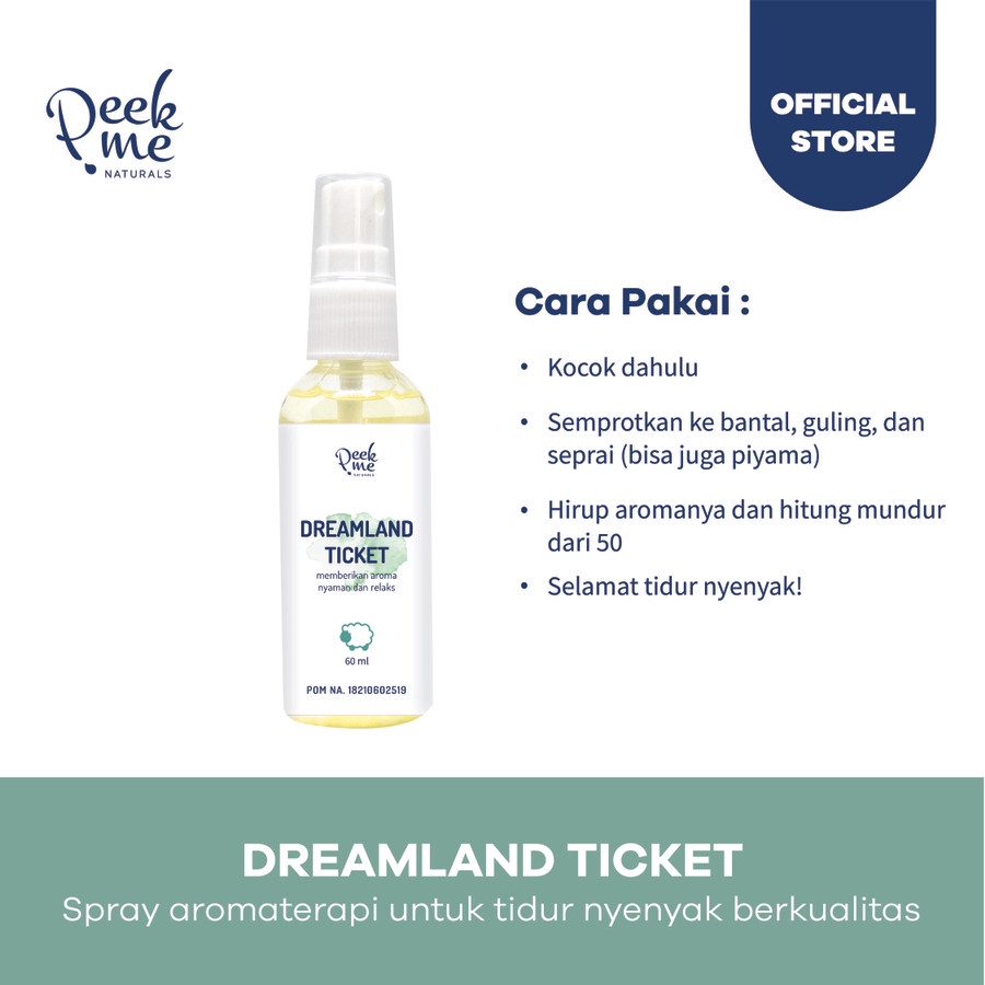 PEEK ME DREAMLAND TICKET Spray Atasi Insomnia Gelisah Natural Aman