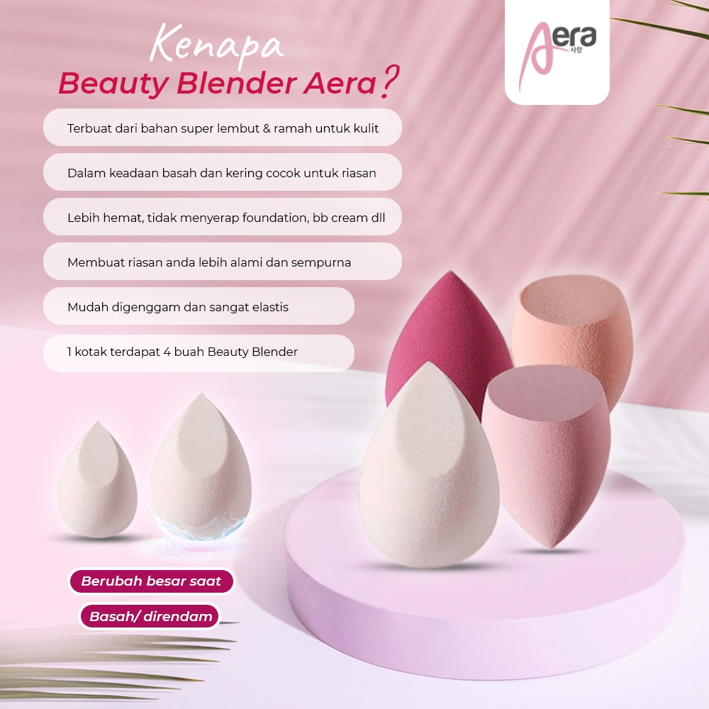 AERA Make Up Sponge Beauty Blender Box Isi 4pcs - Soft Beauty Blender Makeup Puff