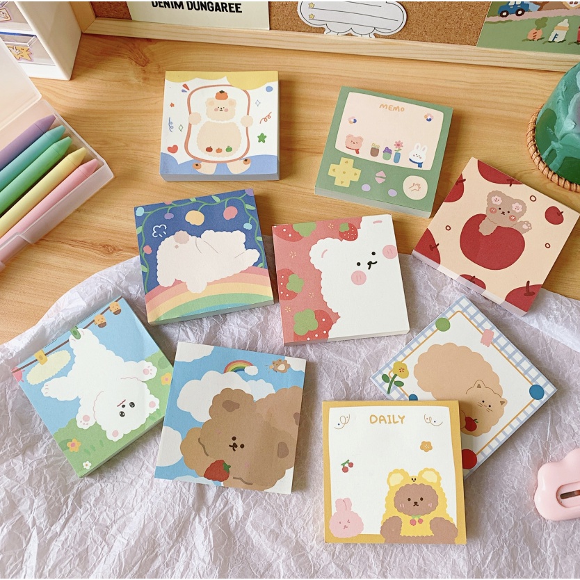

Sticky Note Memo Notepad Mini Lucu Beruang Bear / Memo Pad Aesthetic Motif Beruang Bear Lucu 100 lembar
