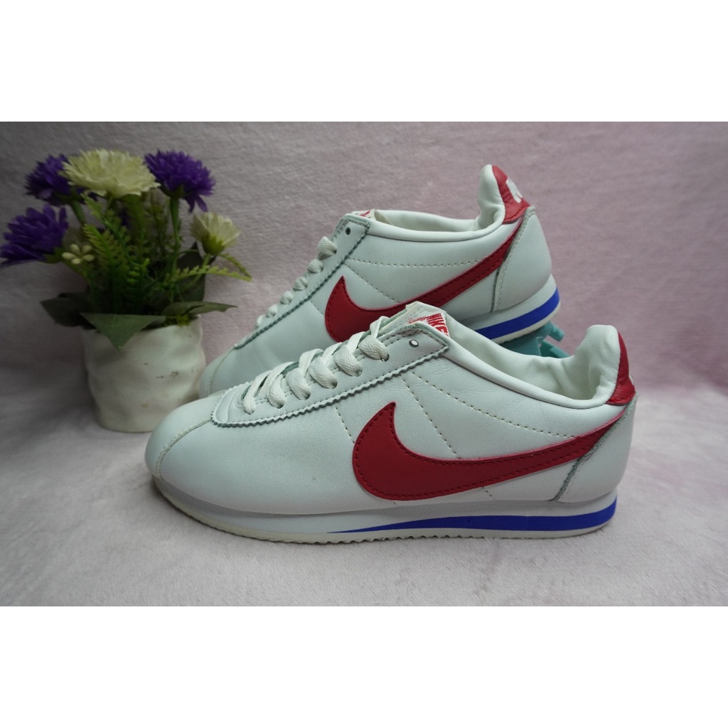Nike Cortez Full Leather White Red Blue Size 36 Insole 24 cm
