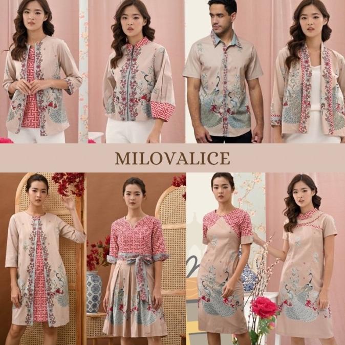 Baju Batik Modern Couple Keluarga Dress Imlek Kondangan PINK SERIES