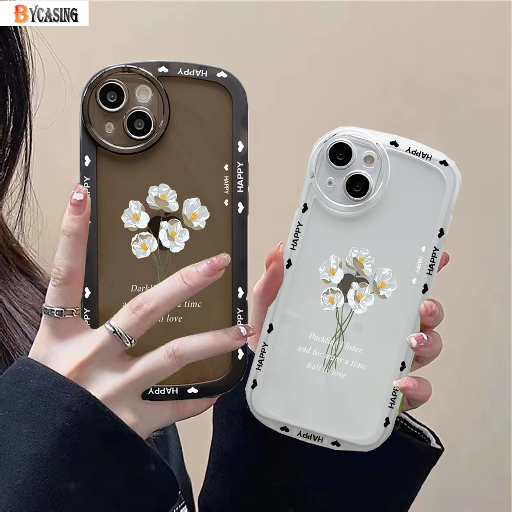 Fashion Case Kompatibel Untuk Iphone14 Pro MAX iPhone11 iPhone13 iPhone XR XS MAX iPhone6 6S 7 8 Plus Lensa Oval Casing Bening Motif Bunga Tulip Shockproof TPU Soft Phone Cover BY