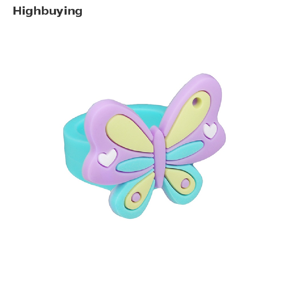 Hbid Cincin Kupu-Kupu Lingkungan Gadis Cowok chindren PVC Silicone Ring Handmade Cincin Kartun Anak Glory