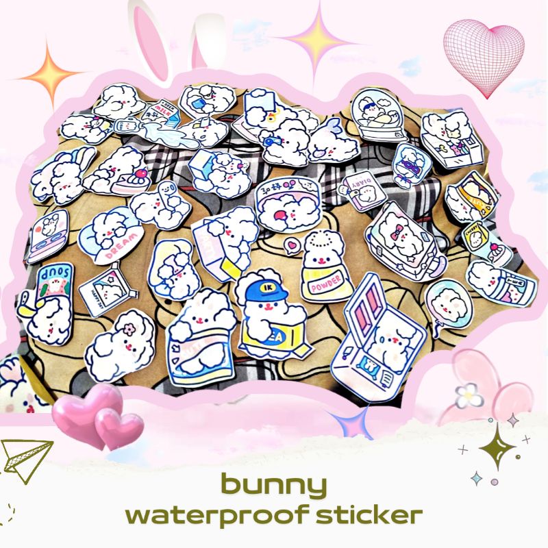 

48pcs WATERPROOF Stiker Desain Kelinci Bunny Untuk Dekorasi Scrapbook