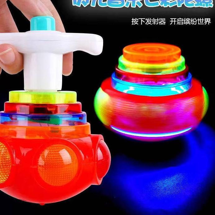 Terbaik.. Gasing Musik LED Lampu / Gasing Gyro PREMIUM / Mainan Anak Gangsing / Mainan Viral