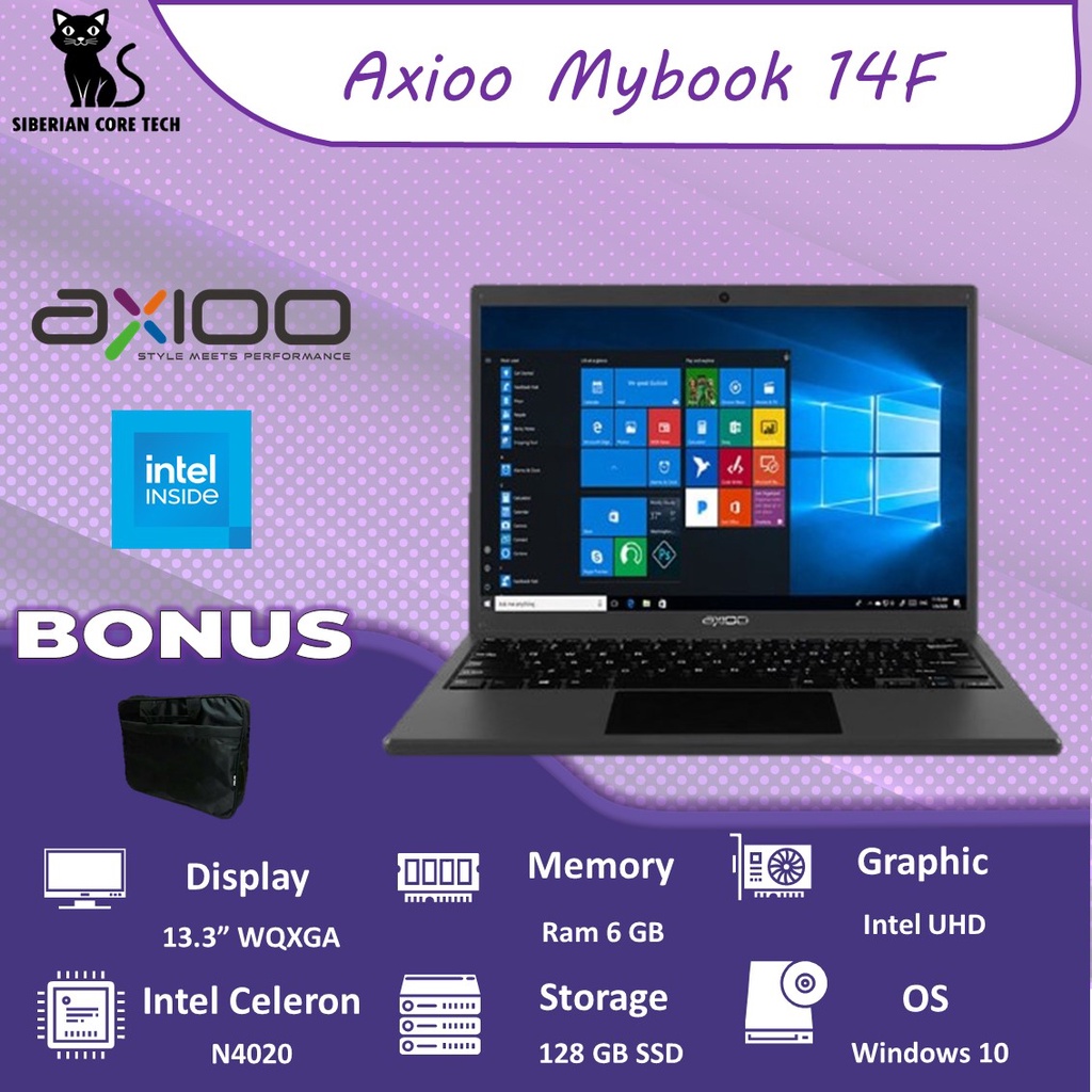 AXIOO MYBOOK 14F N4020 8GB 512SSD W10PRO 13.3WQXGA IPS 2.5K