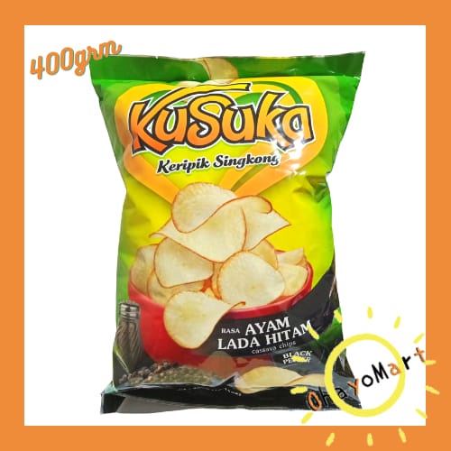 Kusuka Keripik Singkong Besar Rasa Ayam Lada hitam / Blackpepper 400gr