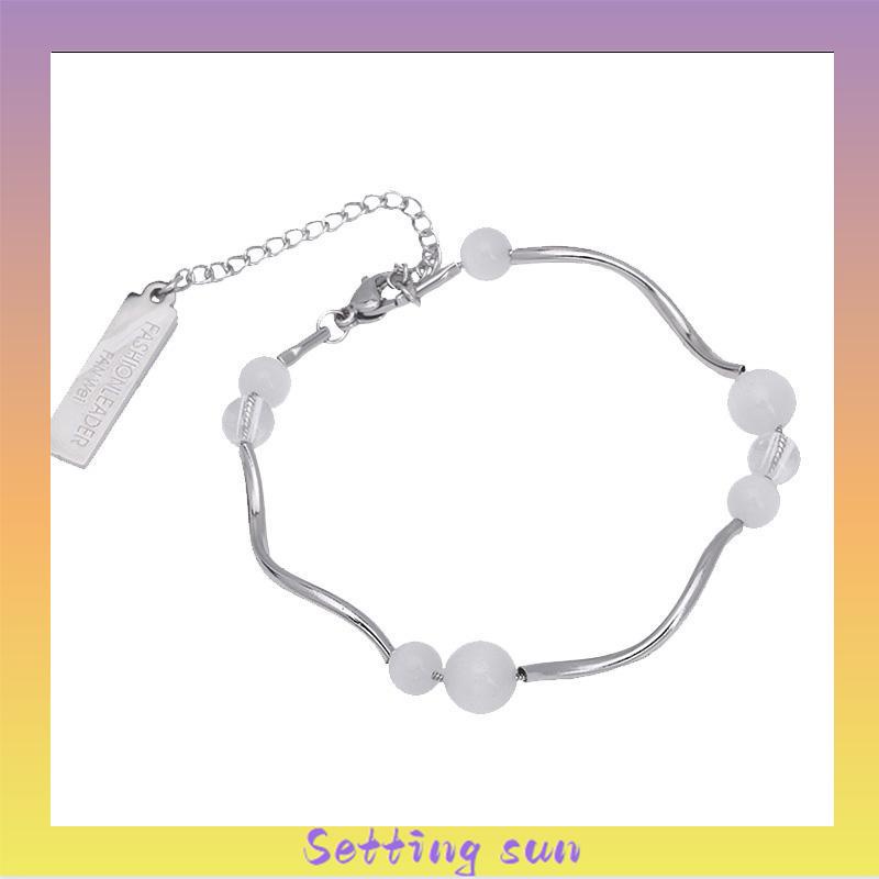 Gelang Tangan Manik-Manik Opal Aksen Rumbai Panjang Untuk Wanita Fashion Korea TN