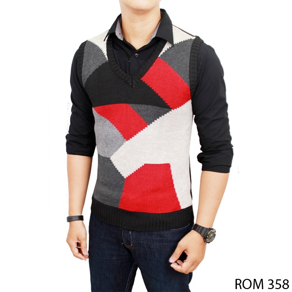 Rompi Rajut Pria Casual Rajut Hitam – ROM 441