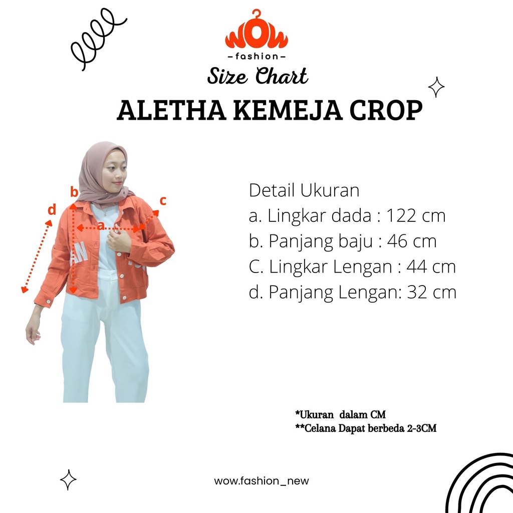 WOW-Aletha Kemeja Crop - Kemeja Bordir - Atasan Wanita