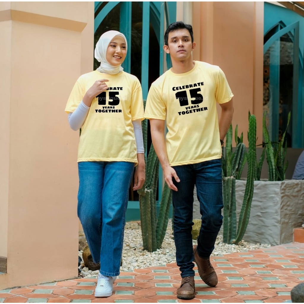 MYSTIQUE.ID-BAJU KAOS COUPLE CELEBRATE TOGETHER T-SHIRT LUCU DAN AESTHETIC