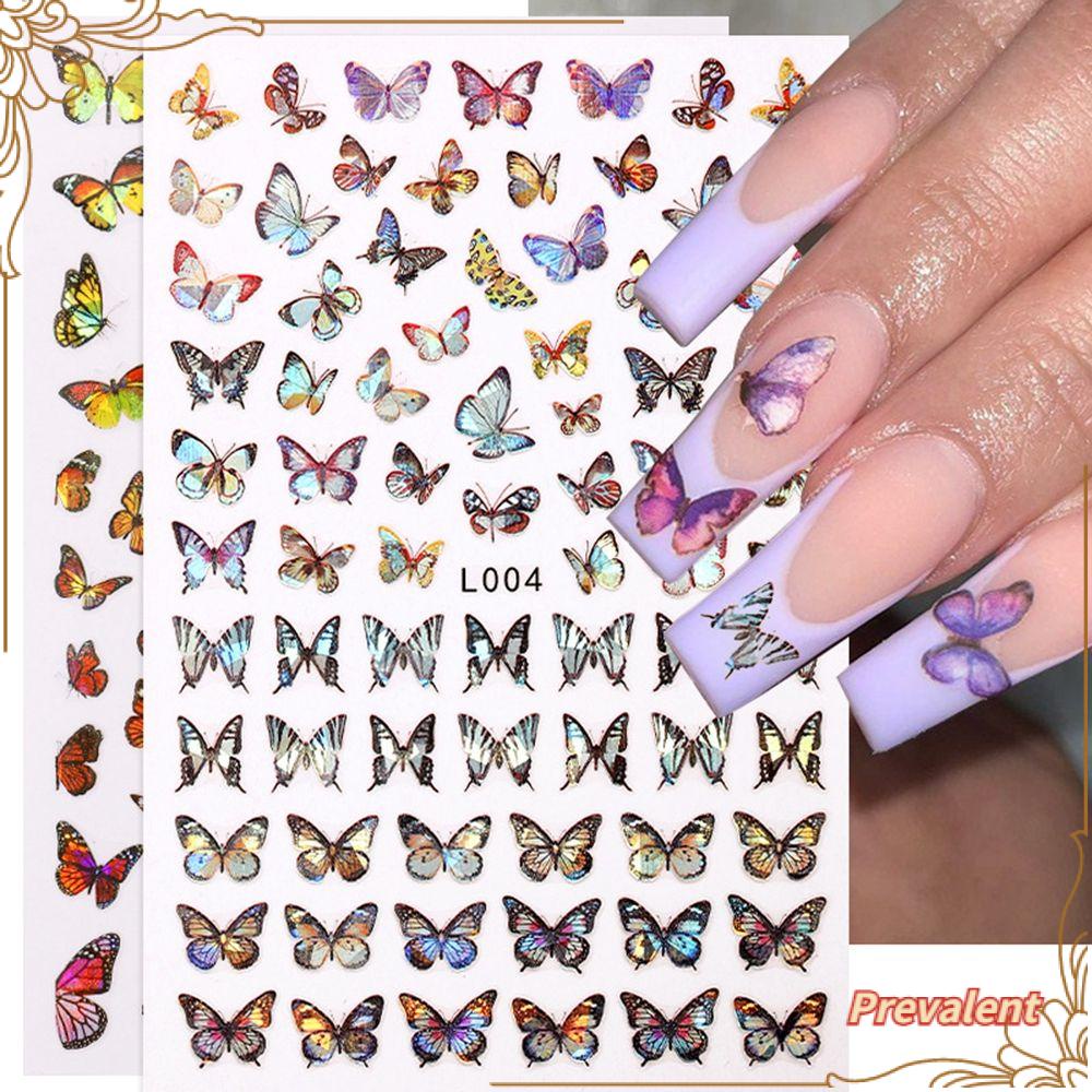 Preva 1lembar 3D Stiker Kuku Kupu-Kupu Wanita Decals DIY Dekorasi Nail Art