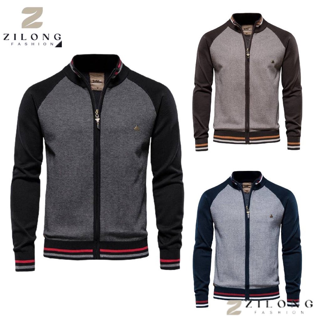Zilong Tage - jaket Sweater Pria Dewasa Polos Casual Branded Terbaru 2022 Jacket Cowok Bahan Fleece 