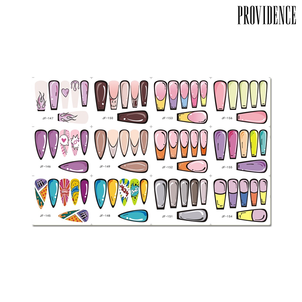 Providence Nail Art Slider Perekat Diri Tidak Luntur Mudah Tempel Efek 3D DIY Yang Dapat Dilepas Cakupan Penuh Gaya Graffiti Kartun Nail Art Stiker Perlengkapan Kuku