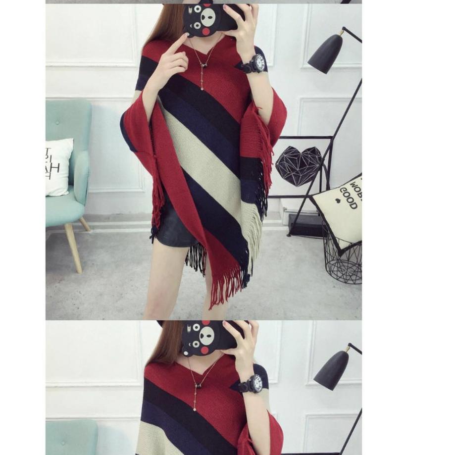 Harga Spesial PONCHO BLOK - BAJU RAJUT - ATASAN WANITA - ATASAN BUSUI/LENGAN PANJANG