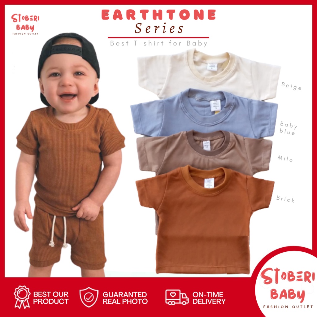 stoberi baby - BABY COTTON Basic Tee Earthone Series - Kaos Anak / Atasan Anak / Kaos Bayi / Atasan Bayi