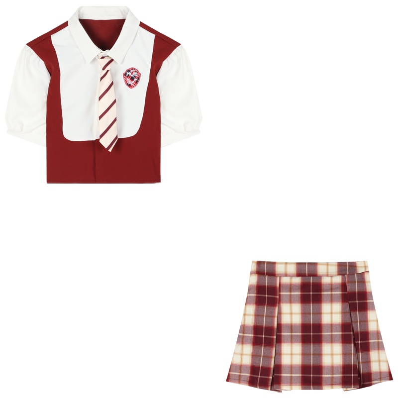 ◄♠⊙Suhao College Palsu Dua Potong Lengan Pendek Kemeja Wanita Musim Panas Splicing Slim Putih Kemeja Pendek Rasa desain Niche Top