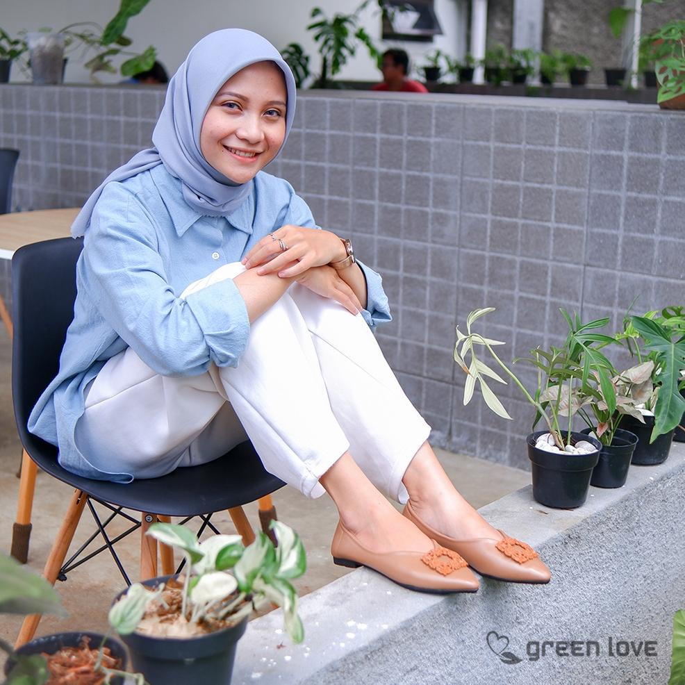 C81S Green Love Sepatu Flat SABRINA Q9F