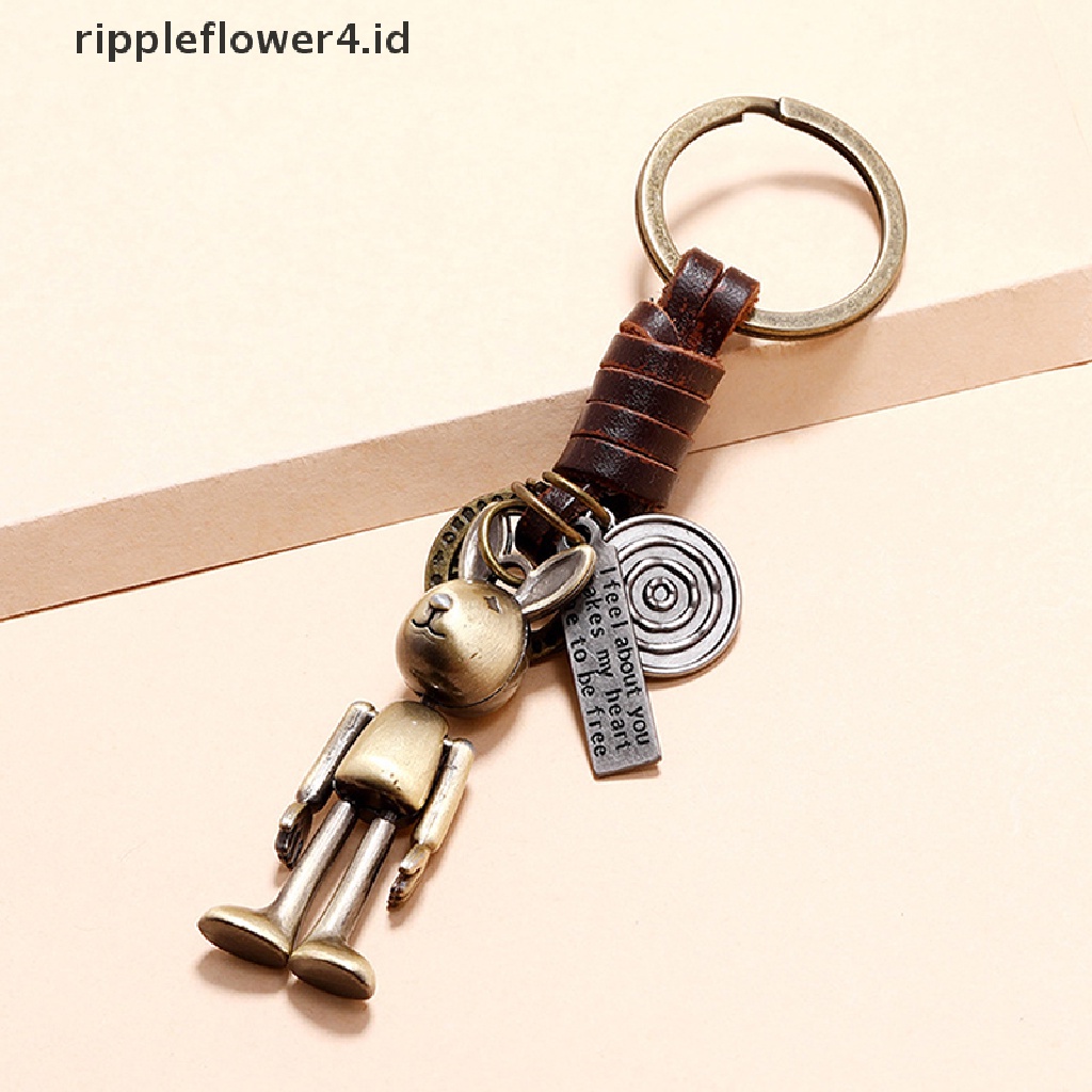 {rippleflower4.id} Vintage Ukiran Bronze Robot Ransel Mobil Gantungan Kunci Aksesoris Fashion Hadiah~