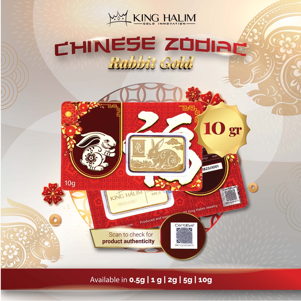 LOGAM MULIA EMAS KING HALIM 10GR - CHINESE ZODIAC RABBIT