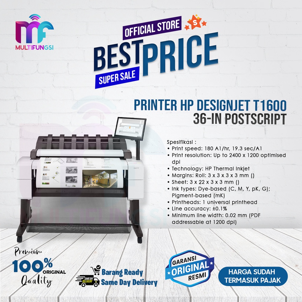 Printer HP DesignJet T1600 36-in PostScript Garansi Resmi