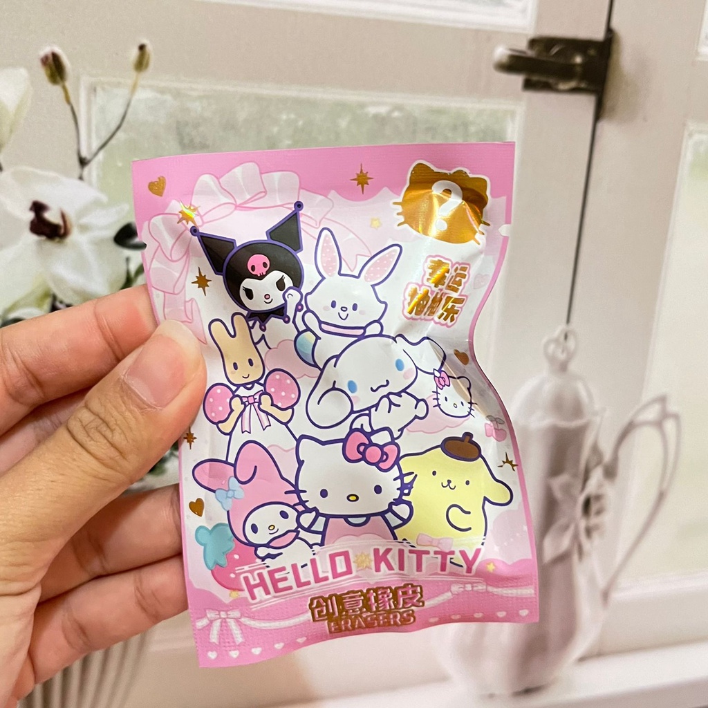 

Penghapus 1 pcs misterius bentuk figur kuromi hello kitty sanrio - MYSTERY ERASER PACKAGE - hapusan lucu unik alat tulis kerja kantor sekolah anak hadiah sovenir warna warni wangi bersih dessert manisan