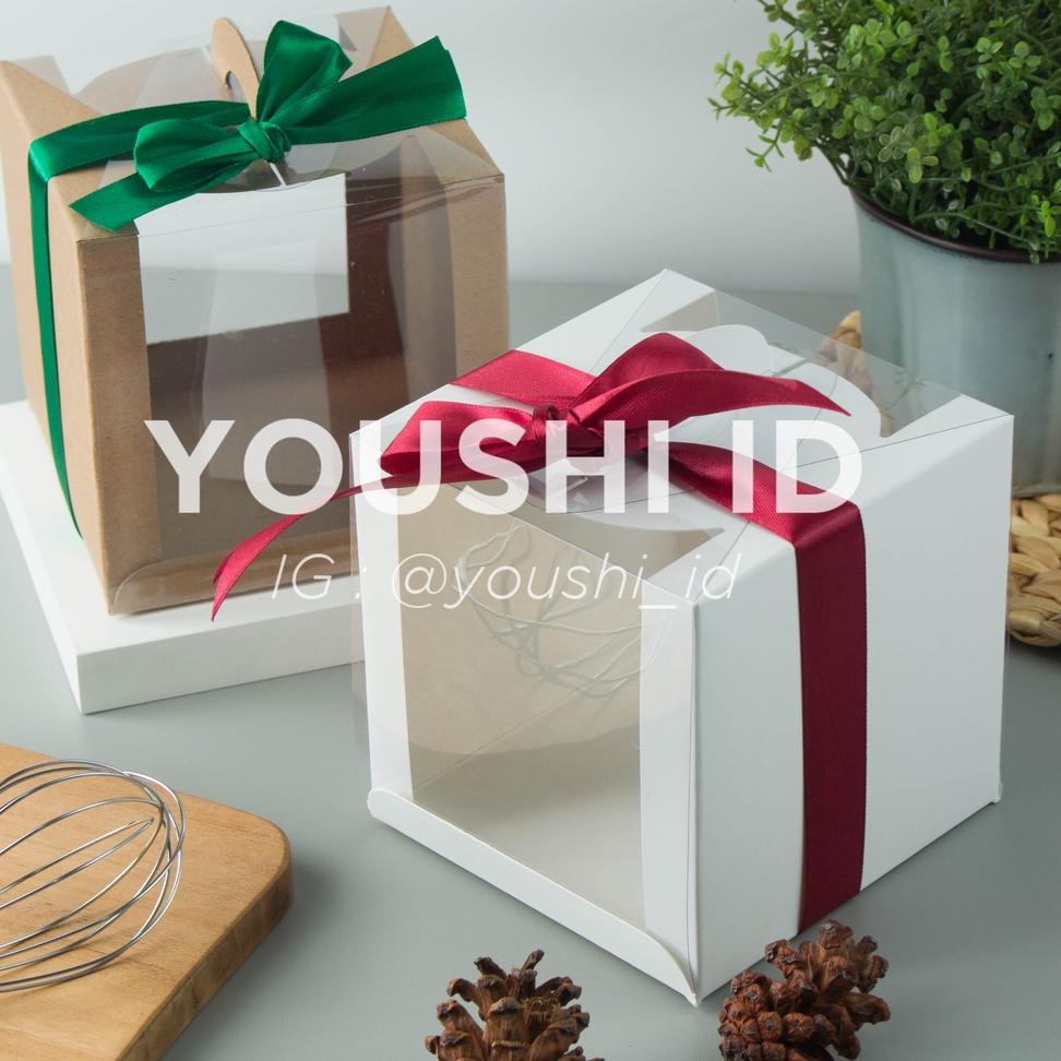 

[I-76 ❤] (5pcs)Dus Kue/Kotak Kue/Carry Box/Giftbox Kue/Dus Chiffon Mini Mika Transparan 12x12x12cm-terviral