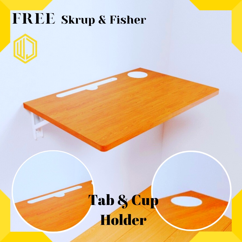 Meja Lipat Tempel Dinding 60x40 cm / Meja Gantung Dinding MInimalis / Braket Besi Engsel Meja Siku L