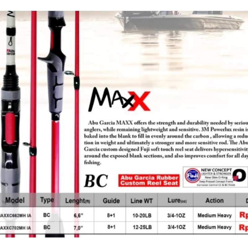 joran abu garcia maxxc bc tanduk 662 atau 702 merah cincin fuji