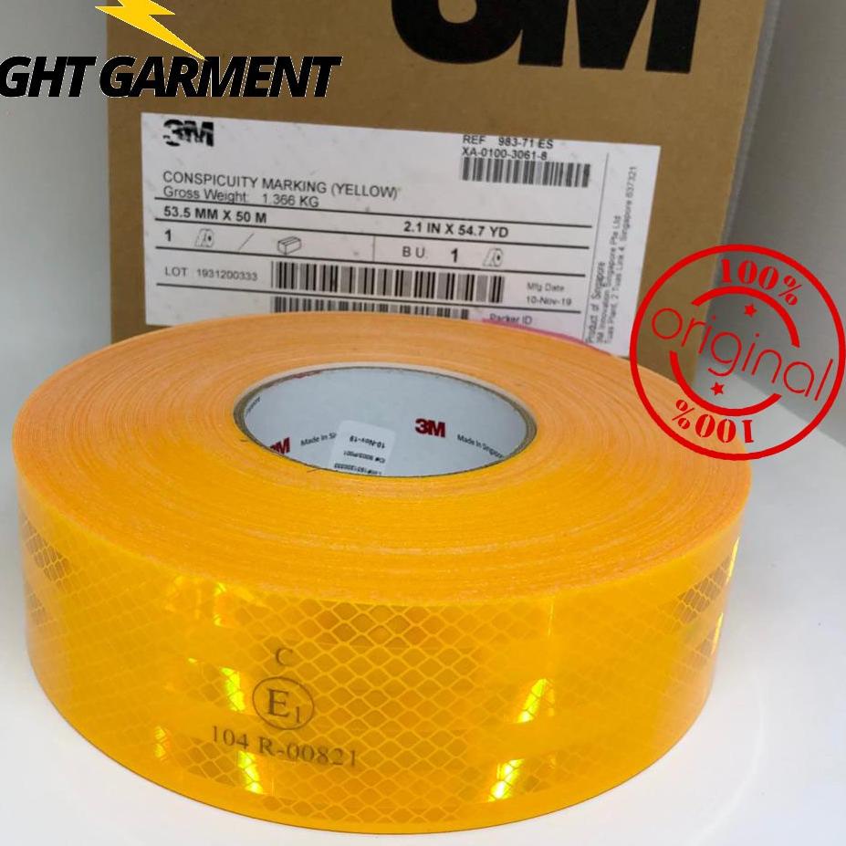 

ハ Stiker sticker pemantul cahaya KIR DISHUB Ori 3M 983 Conspicuity Tape Diamond Grade Per 1 meter Terjangkau