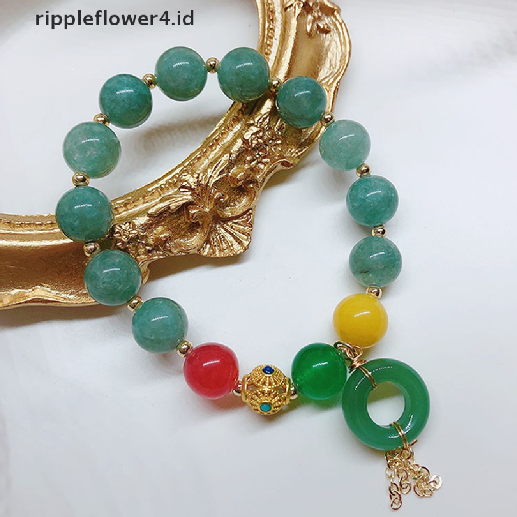 {rippleflower4.id} &amp; Gelang Manik-Manik Kalsedon Wanita Gelang Couple Labu Hijau~