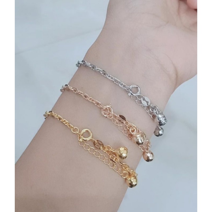 gelang tangan rantai carti*r+2bel/perak asli silver 925 lapis emas/perhiasan fashion terbaru