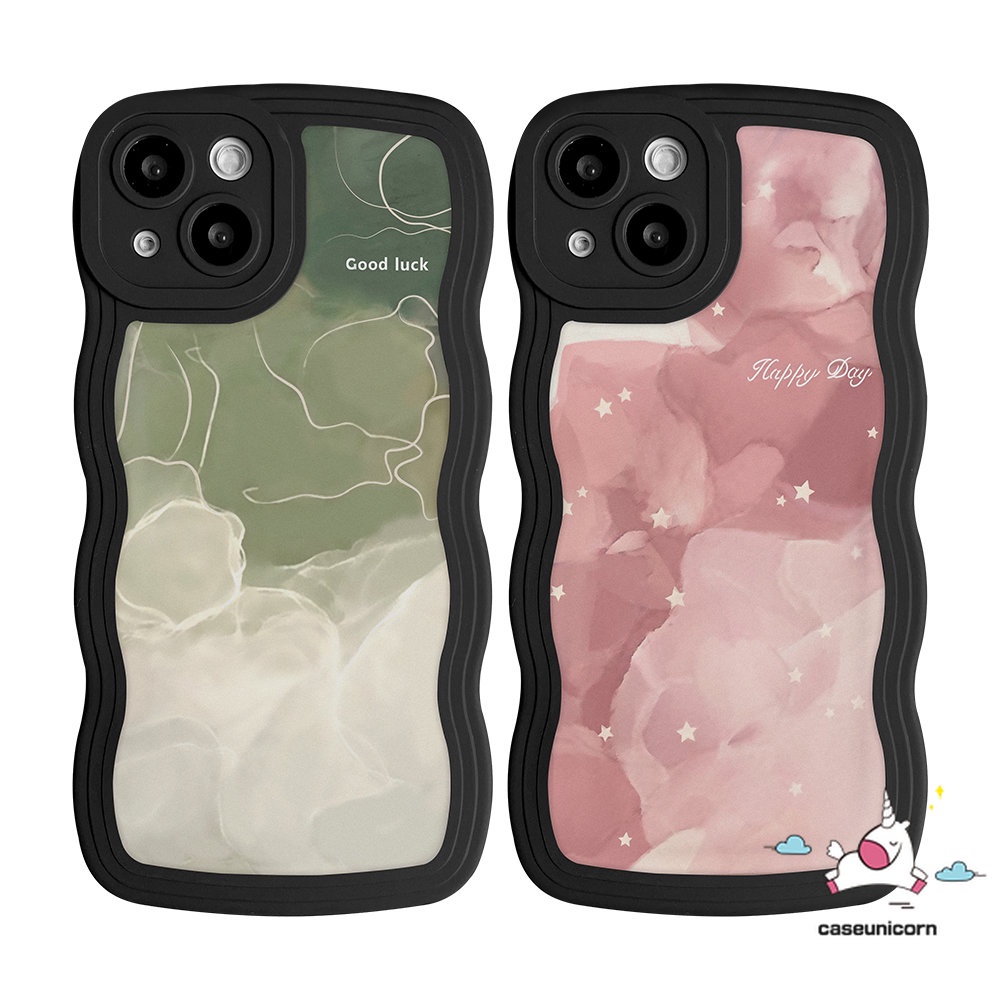 IPHONE Kompatibel Untuk Iphone11 13 12 14 Pro Max XR 78 Plus 6 6s Plus 14plus X XS Max SE 2020lembut TPU Wavy Edge Halo Dyed Watercolor Star Lines Couple Case