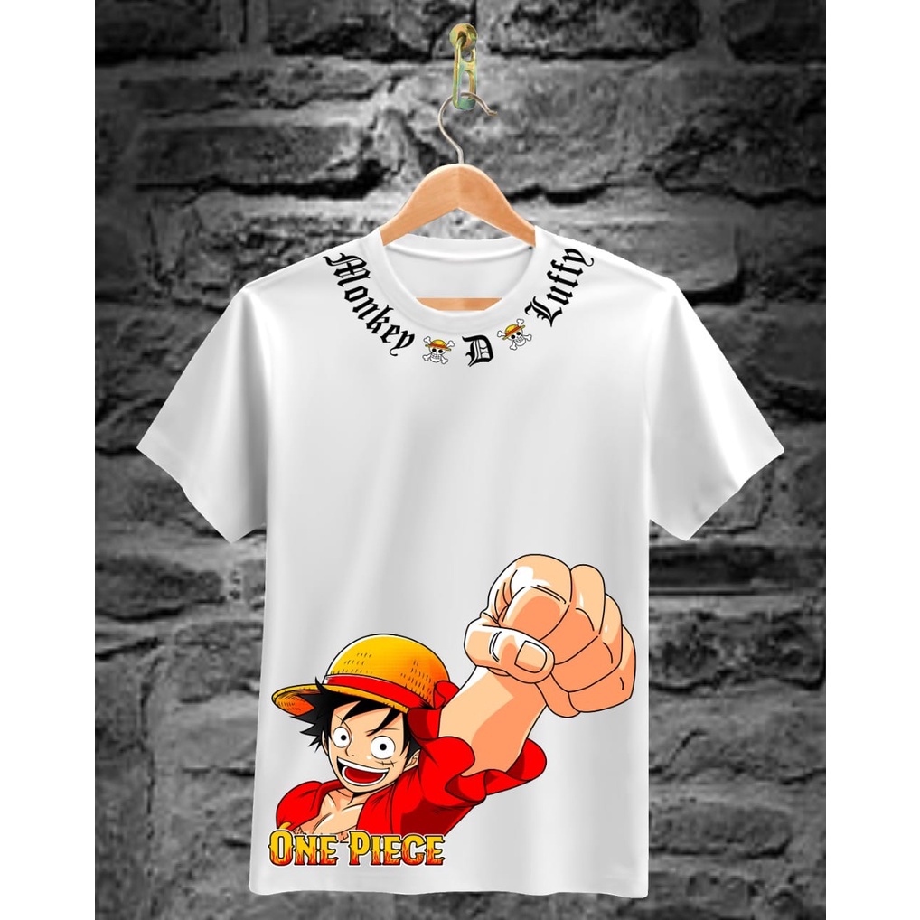 Kaos Tshirt Pria Terbaru Samurai Jepang Luffy Kalung Warna Hitam Distro Lengan Pendek Motif Sablon Bergambar Keren