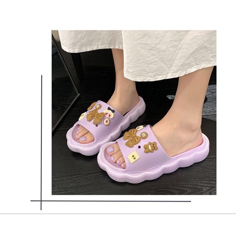 CUCI GUDANG SHOEGALERRY TG0881 Sandal Wanita Import Slip On Bear Awan