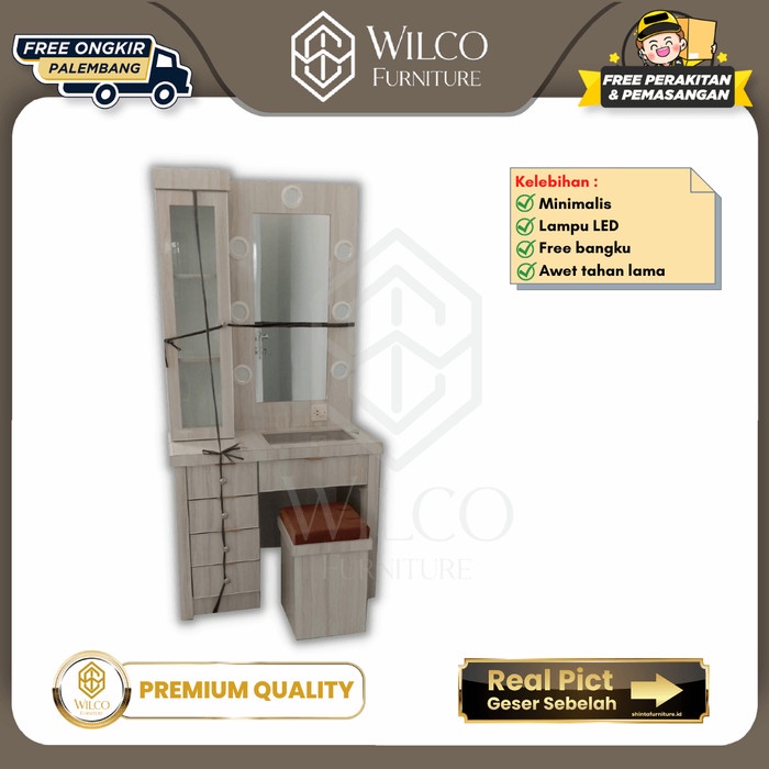 Meja Rias Hpl Lampu Minimalis Custom Modern / Meja Rias Lampu LED