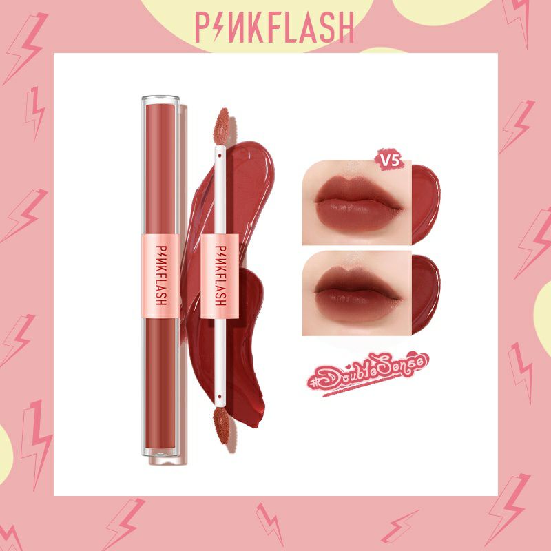 Pinkflash Dual Ended Matte Lipstick Liquid Lipgloss Velvet Tint 2in1