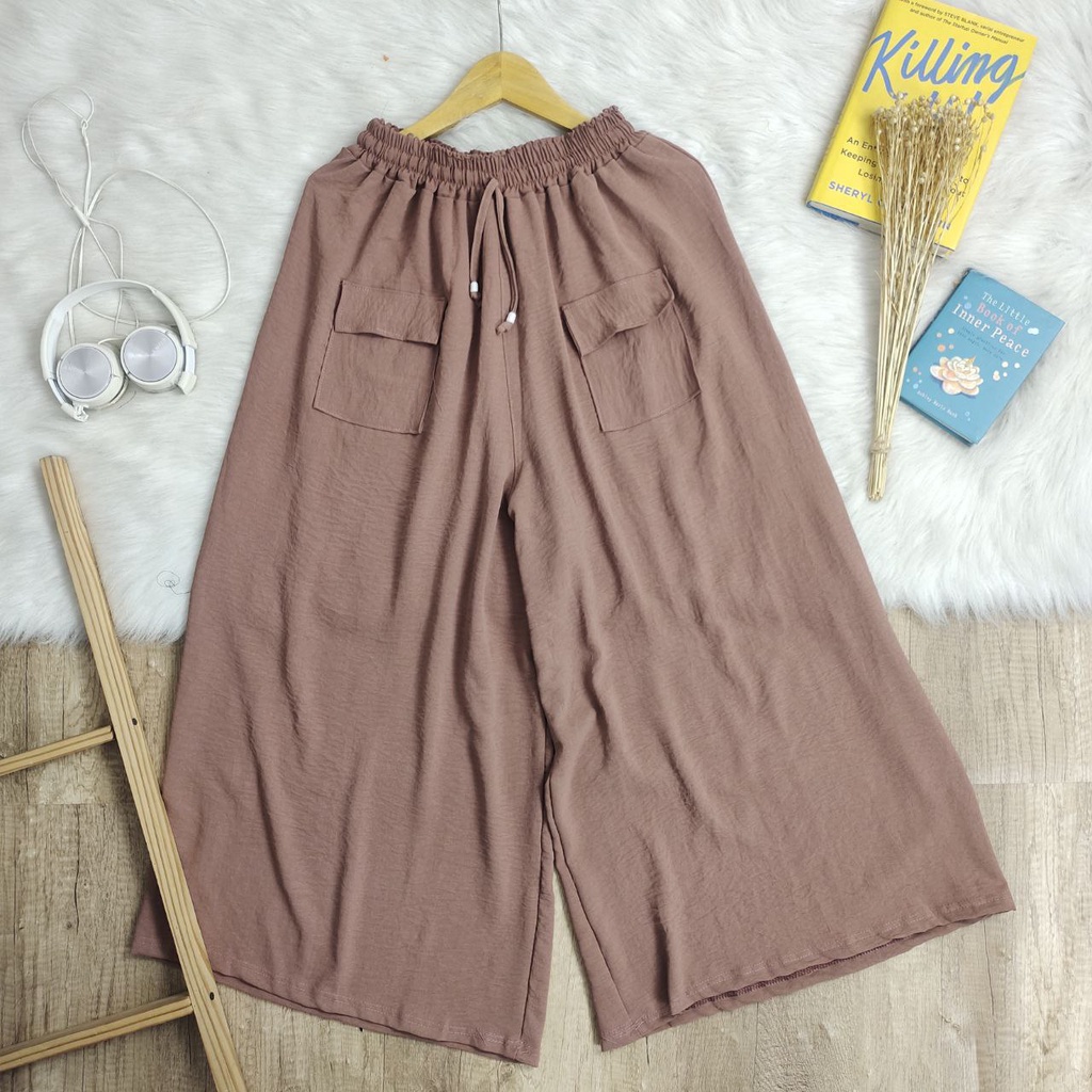 KULOT KANTONG SUPER JUMBO BAHAN CRINKLE LOOSE PANTS BIG SIZE KULOT OOTD OVERSIZE COD