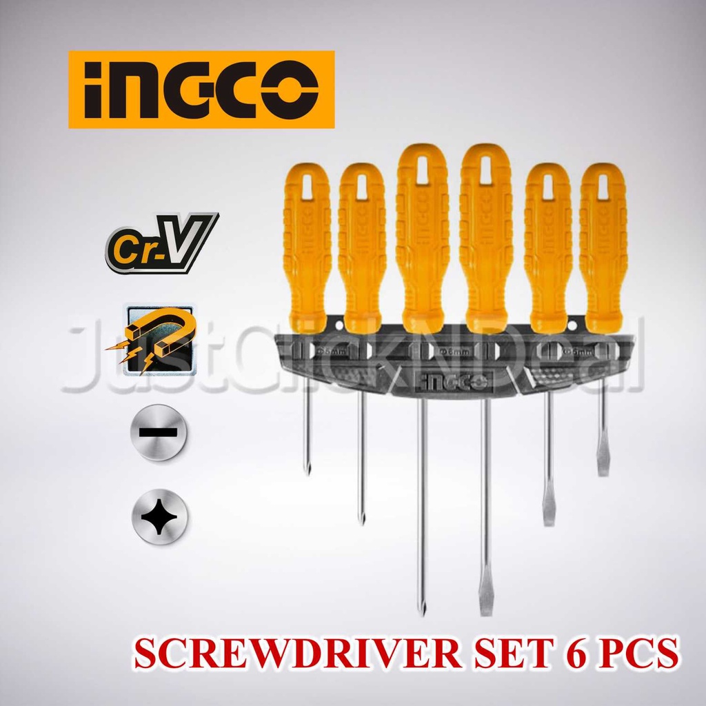 Ingco Obeng Magnet Gagang Fiber Set 6 pcs